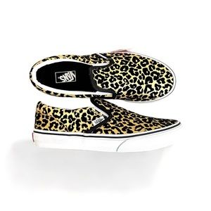 NWOB Vans Classic Slip On, Metallic Leopard, Youth sz:6, Women’s sz:8
